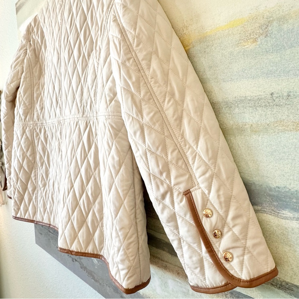 Chico’s Quilted Mid-Length Barn Jacket Natural Cream L(12) - Picture 8 of 15